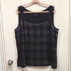 Tommy Hilfiger Women's Black & Silver Sequin Tank Top Sz 3X-Event Party Career